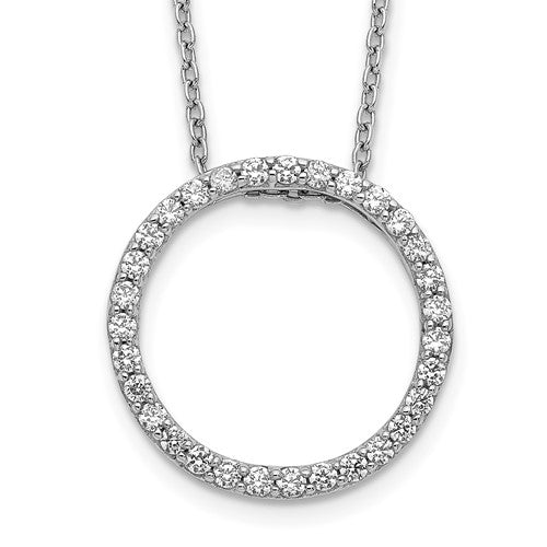 LGGN 14k White Gold 1/2 carat Lab Grown Diamond VS/SI+ G+ 18 inch Round Pendant Necklace