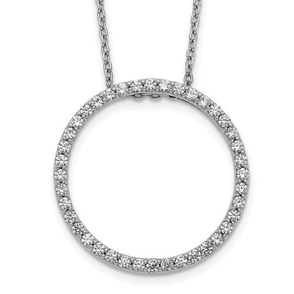LGWN 14k White Gold 5/8 carat Lab Grown Diamond VS/SI+ G+ 18 inch Round Pendant Necklace