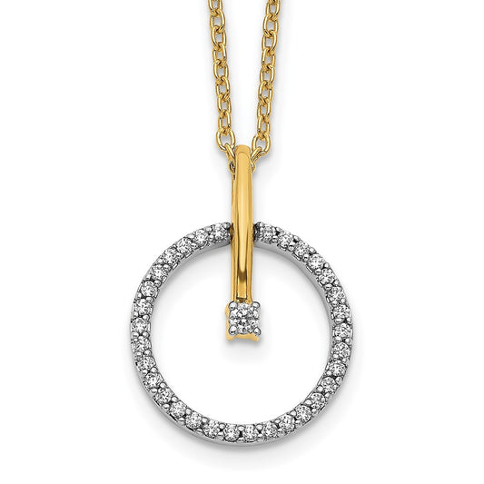 LGYN 14k Two-Tone 1/5 carat Lab Grown Diamond VS/SI+ G+ Complete 18 inch Circle Pendant Necklace