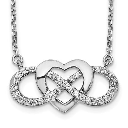 LGWN 14k White Gold 1/5 carat Lab Grown Diamond VS/SI+ G+ Complete 18 inch Infinity Heart Necklace