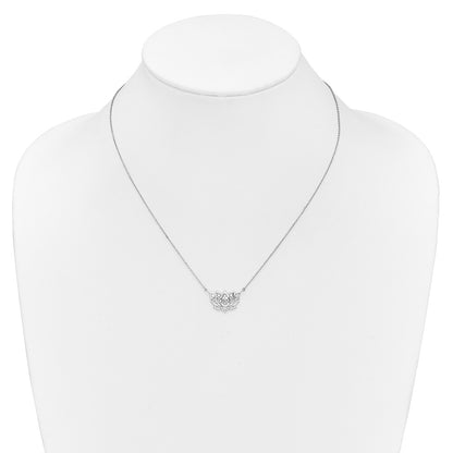 LGWN 14k White Gold 1/15 carat Lab Grown Diamond VS/SI+ G+ Complete Lotus Flower 18 inch Necklace