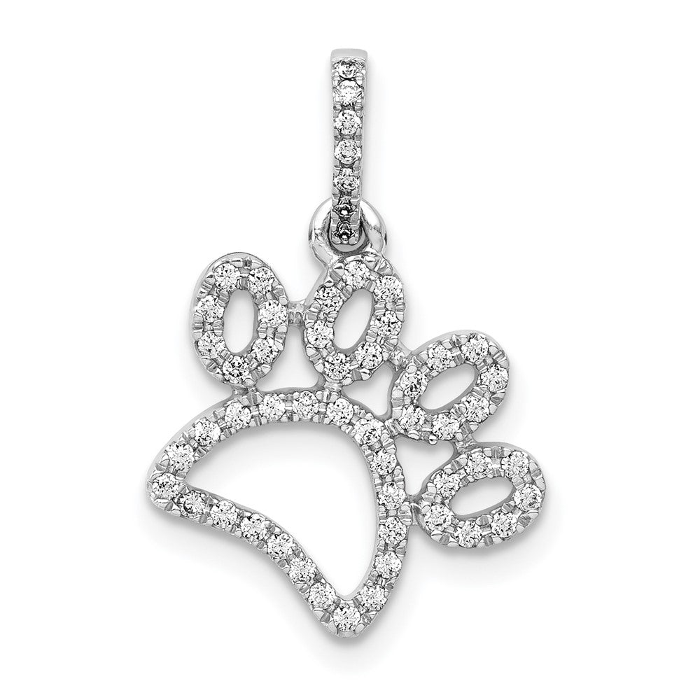 LGWP 14k White Gold 1/4 carat Lab Grown Diamond VS/SI+ G+ Complete Paw Print Pendant