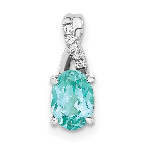 LGWP Pure Serenity 14k White Gold .03 carat Lab Grown Diamond VS/SI+ G+ and Lab Created Paraiba Teardrop Pendant