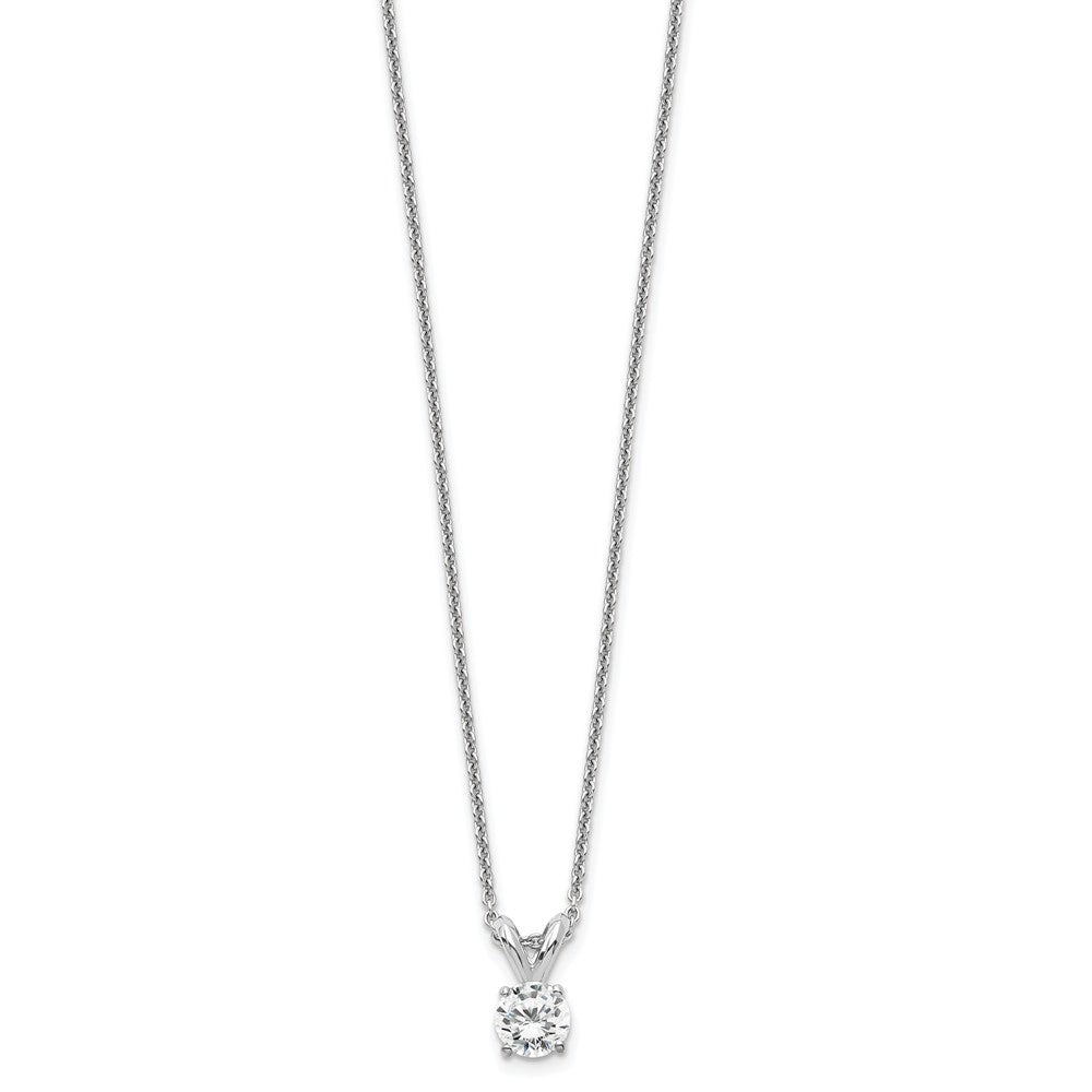 LGWN 14k White Gold 1/4 carat Certified Lab Grown Diamond VS+ F+ Round Complete Four Prong 18 inch Solitaire Pendant Necklace