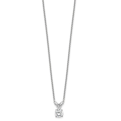 LGWN 14k White Gold 1/4 carat Certified Lab Grown Diamond VS+ F+ Round Complete Four Prong 18 inch Solitaire Pendant Necklace