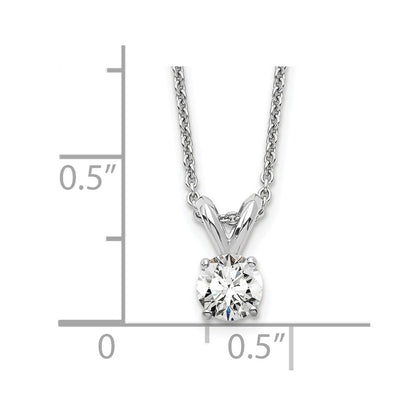 LGWN 14k White Gold 1/4 carat Certified Lab Grown Diamond VS+ F+ Round Complete Four Prong 18 inch Solitaire Pendant Necklace