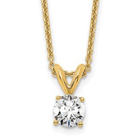 14k 1/3 carat Lab Grown Diamond VS+ F+ Round Complete Four Prong 18 inch Solitaire Pendant Necklace