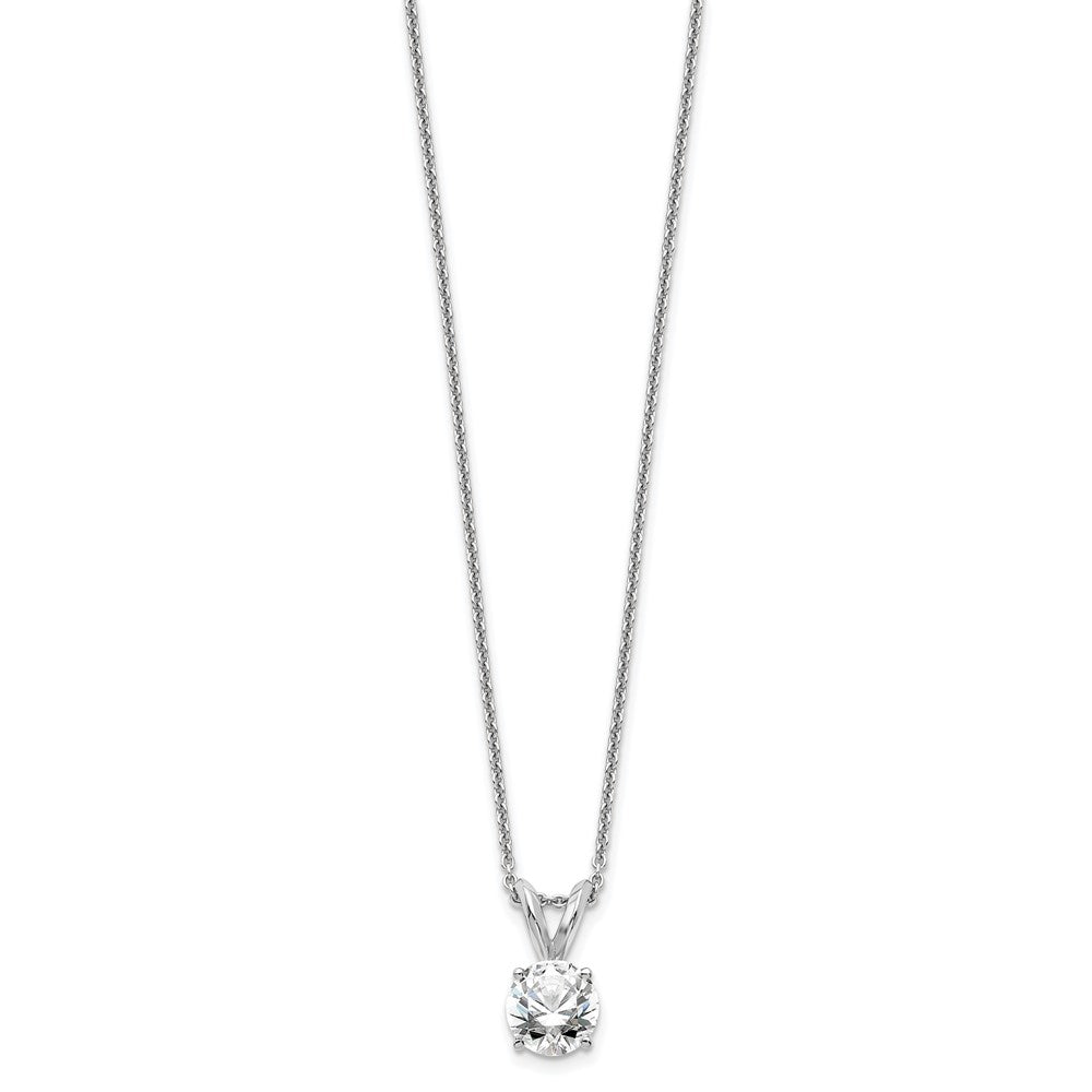 LGWN 14k White Gold 1/2 carat Lab Grown Diamond VS+ F+ Round Complete Four Prong 18 inch Solitaire Pendant Necklace