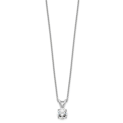 LGWN 14k White Gold 1/2 carat Lab Grown Diamond VS+ F+ Round Complete Four Prong 18 inch Solitaire Pendant Necklace