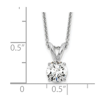 LGWN 14k White Gold 1/2 carat Lab Grown Diamond VS+ F+ Round Complete Four Prong 18 inch Solitaire Pendant Necklace
