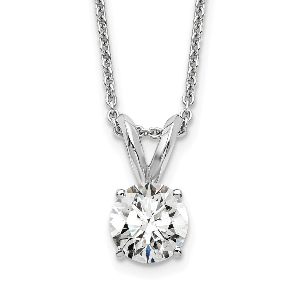 LGWN 14k White Gold 1/2 carat Lab Grown Diamond VS+ F+ Round Complete Four Prong 18 inch Solitaire Pendant Necklace