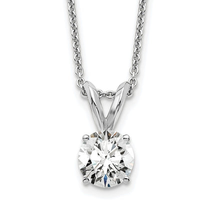 LGWN 14k White Gold 1/2 carat Lab Grown Diamond VS+ F+ Round Complete Four Prong 18 inch Solitaire Pendant Necklace