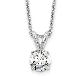 14k White Gold 1/2 carat Lab Grown Diamond VS+ F+ Round Complete Four Prong 18 inch Solitaire Pendant Necklace