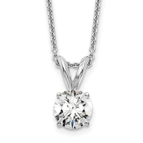 LGWN 14k White Gold 1/2 carat Lab Grown Diamond VS+ F+ Round Complete Four Prong 18 inch Solitaire Pendant Necklace