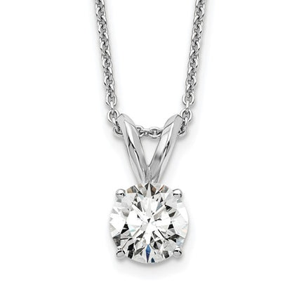 LGWN 14k White Gold 1/2 carat Lab Grown Diamond VS+ F+ Round Complete Four Prong 18 inch Solitaire Pendant Necklace