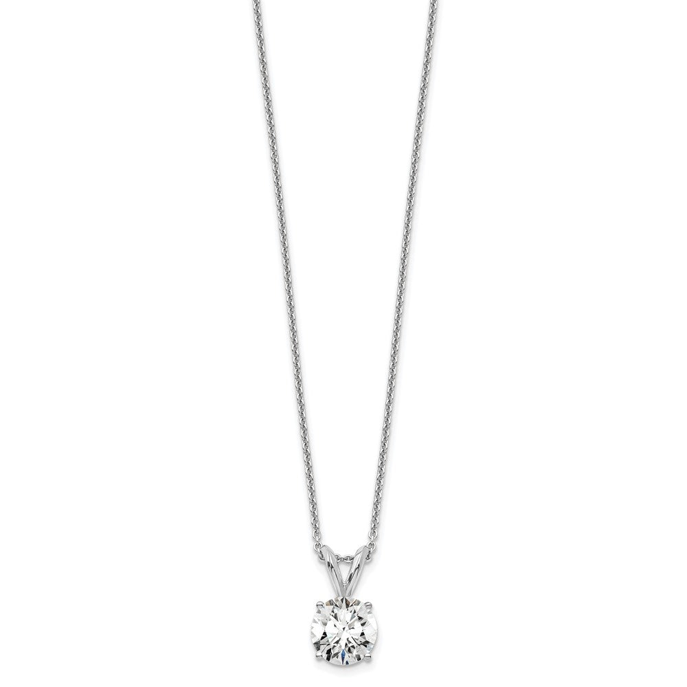 LGWN 14k White Gold 3/4 carat Lab Grown Diamond VS+ F+ Round Complete Four Prong 18 inch Solitaire Pendant Necklace