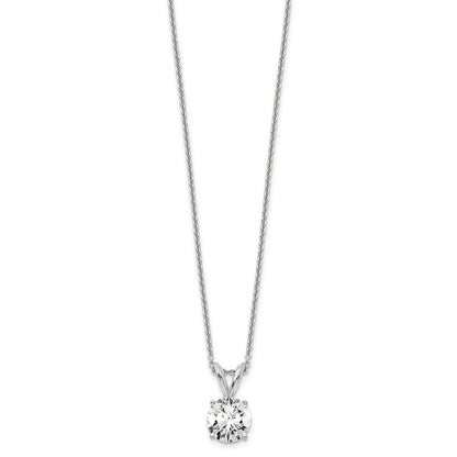 LGWN 14k White Gold 3/4 carat Lab Grown Diamond VS+ F+ Round Complete Four Prong 18 inch Solitaire Pendant Necklace