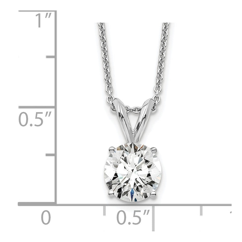 LGWN 14k White Gold 3/4 carat Lab Grown Diamond VS+ F+ Round Complete Four Prong 18 inch Solitaire Pendant Necklace