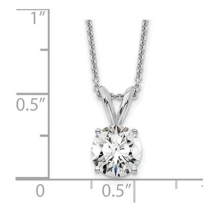 LGWN 14k White Gold 3/4 carat Lab Grown Diamond VS+ F+ Round Complete Four Prong 18 inch Solitaire Pendant Necklace
