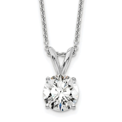 LGWN 14k White Gold 3/4 carat Lab Grown Diamond VS+ F+ Round Complete Four Prong 18 inch Solitaire Pendant Necklace