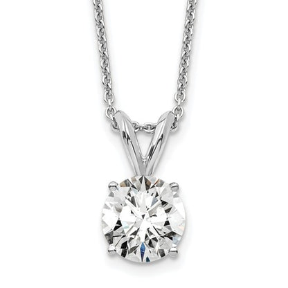 LGWN 14k White Gold 3/4 carat Lab Grown Diamond VS+ F+ Round Complete Four Prong 18 inch Solitaire Pendant Necklace