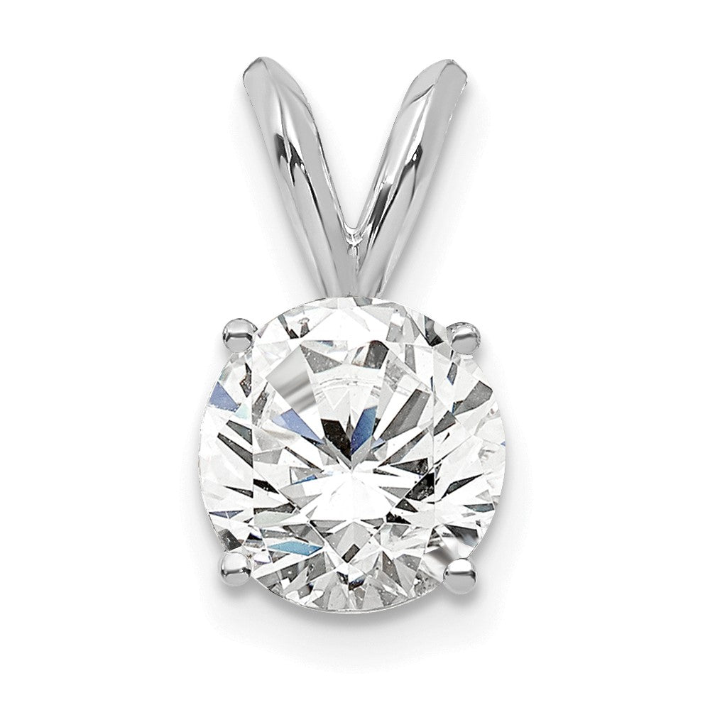 LGWP 14k White Gold 3/4 carat Lab Grown Diamond VS+ F+ Round Complete Four Prong Solitaire Pendant