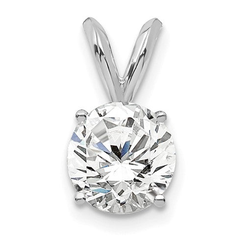 LGWP 14k White Gold 3/4 carat Lab Grown Diamond VS+ F+ Round Complete Four Prong Solitaire Pendant