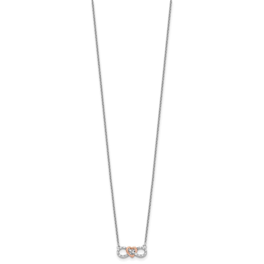 LGYN 14k Two-Tone White and Rose Gold 1/15 carat Lab Grown Diamond VS/SI+ G+ Complete 18 inch Infinity Heart Necklace