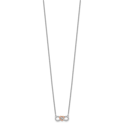 LGYN 14k Two-Tone White and Rose Gold 1/15 carat Lab Grown Diamond VS/SI+ G+ Complete 18 inch Infinity Heart Necklace