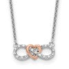 LGYN 14k Two-Tone White and Rose Gold 1/15 carat Lab Grown Diamond VS/SI+ G+ Complete 18 inch Infinity Heart Necklace