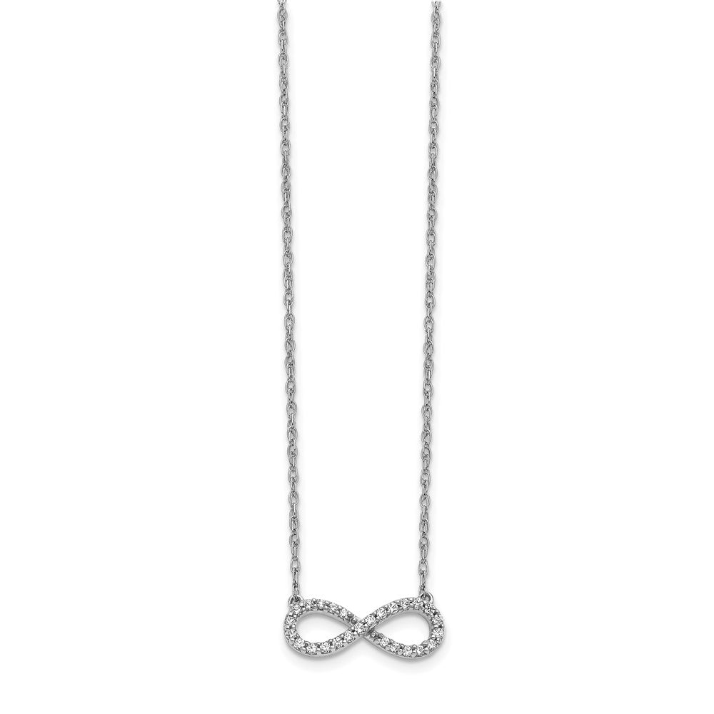 LGGN 14k White Gold 1/6 carat Lab Grown Diamond VS/SI+ G+ Complete 18 inch Infinity Symbol Necklace