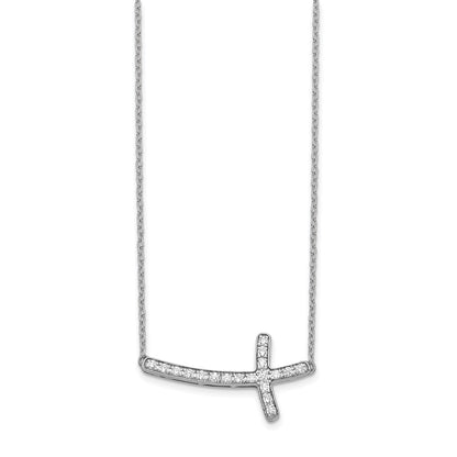 LBWN 14k White Gold 1/5 carat Lab Grown Diamond VS/SI+ G+ Complete 18 inch Sideways Cross Necklace