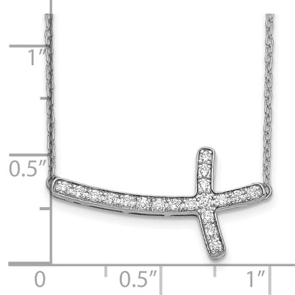 LBWN 14k White Gold 1/5 carat Lab Grown Diamond VS/SI+ G+ Complete 18 inch Sideways Cross Necklace