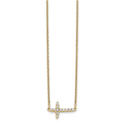 LGYN 14k 1/6 carat Lab Grown Diamond VS/SI+ G+ Complete 18 inch Sideways Cross Necklace