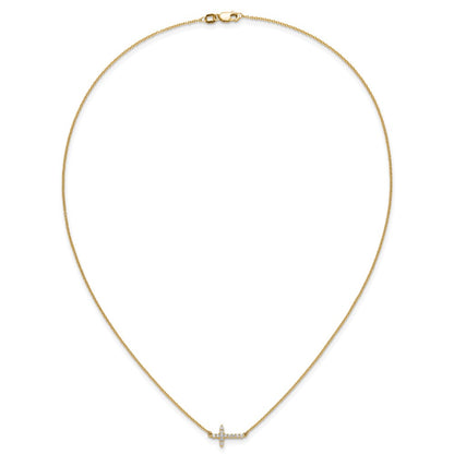 LGYN 14k 1/6 carat Lab Grown Diamond VS/SI+ G+ Complete 18 inch Sideways Cross Necklace