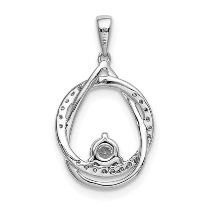 LGWP 14k White Gold 1/3 carat Lab Grown Diamond VS/SI+ G+ Complete Fashion Circle and Teardrop Pendant