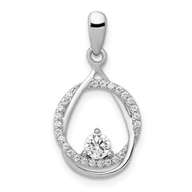 LGWP 14k White Gold 1/3 carat Lab Grown Diamond VS/SI+ G+ Complete Fashion Circle and Teardrop Pendant