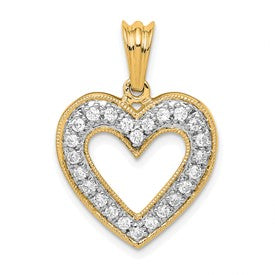 LGYP 14k 1/3 carat Lab Grown Diamond VS/SI+ G+ Complete Heart Pendant