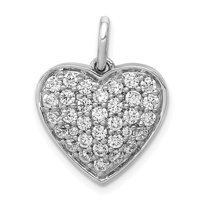 LGWP 14k White Gold 1 carat Lab Grown Diamond VS/SI+ G+ Complete Cluster Heart Pendant