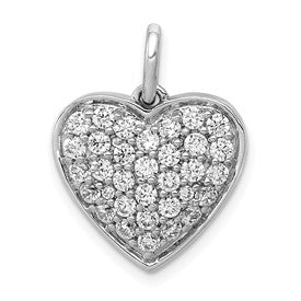 LGWP 14k White Gold 1 carat Lab Grown Diamond VS/SI+ G+ Complete Cluster Heart Pendant
