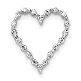 14k White Gold 1/5 carat Lab Grown Diamond VS/SI+ G+ Complete Heart Chain Slide Pendant