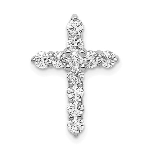 LGGC  14k White Gold 3/4 carat Lab Grown Diamond VS/SI+ G+ Complete Cross Chain Slide Pendant