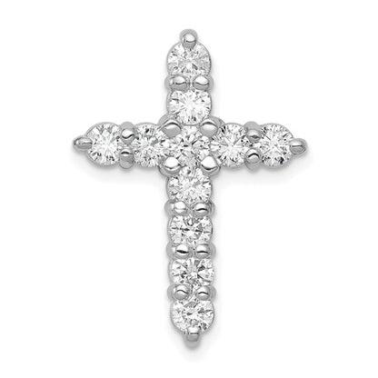 LGGC 14k White Gold 1 1/4 carat Lab Grown Diamond VS/SI+ G+ Complete Cross Chain Slide Pendant