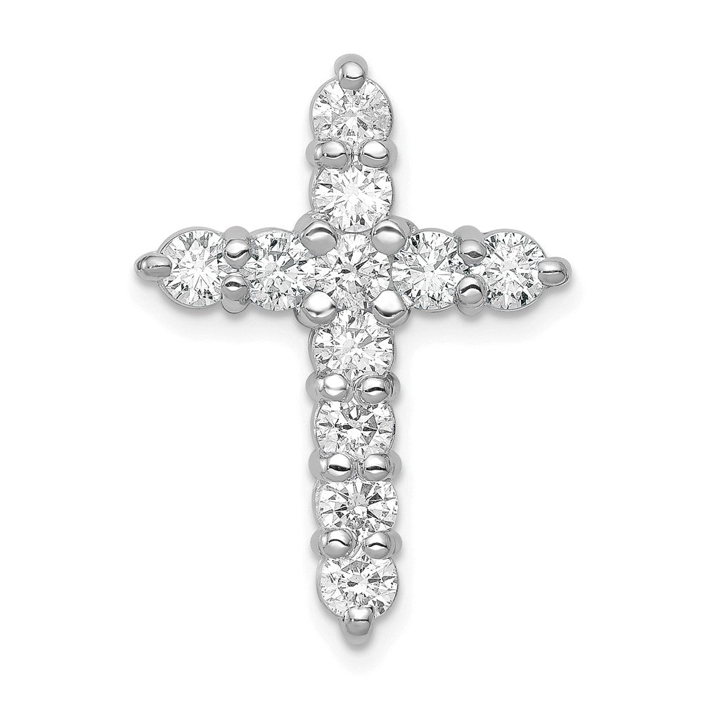 LGGC 14k White Gold 1 1/4 carat Lab Grown Diamond VS/SI+ G+ Complete Cross Chain Slide Pendant