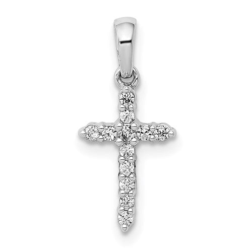 LGWP 14k White Gold 1/10 carat Lab Grown Diamond VS/SI+ G+ Complete Cross Pendant