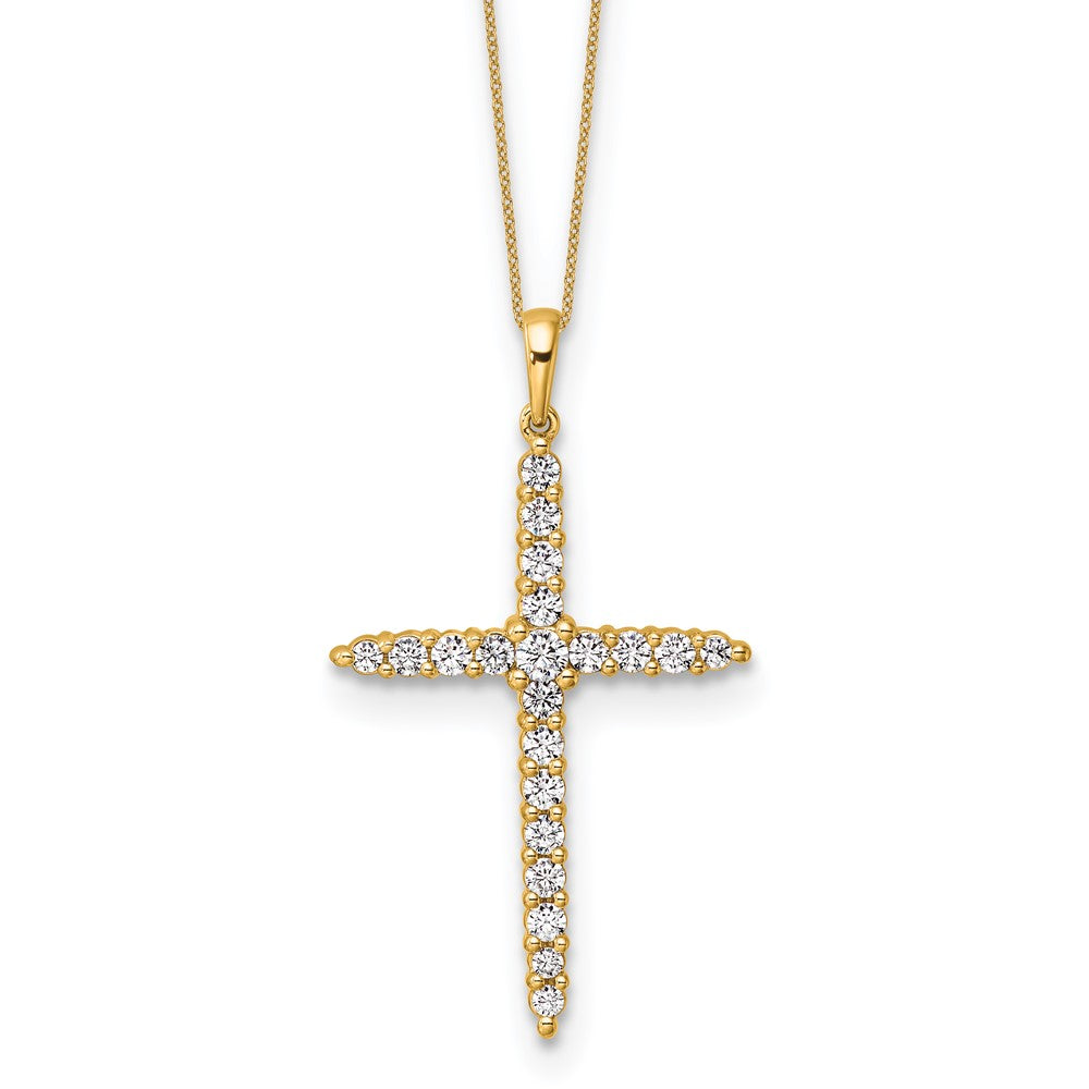 LGYP 14k 1 carat Lab Grown Diamond VS/SI+ G+ Complete 18 inch Cross Pendant Necklace