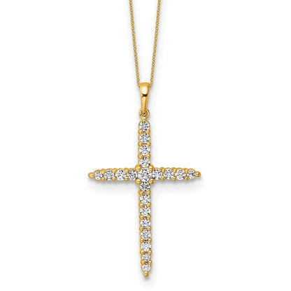 LGYP 14k 1 carat Lab Grown Diamond VS/SI+ G+ Complete 18 inch Cross Pendant Necklace