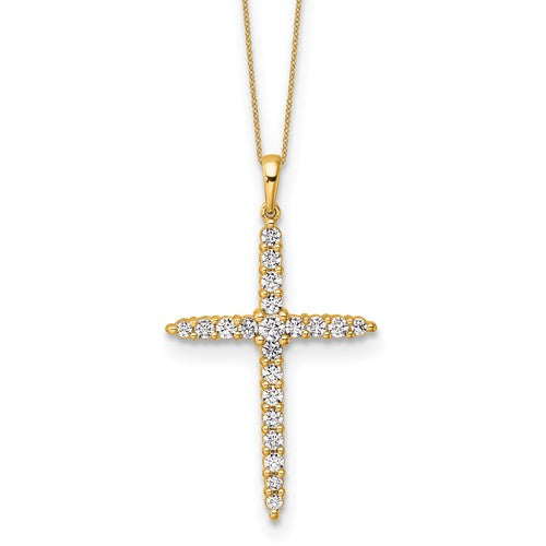 LGYP 14k 1 carat Lab Grown Diamond VS/SI+ G+ Complete 18 inch Cross Pendant Necklace