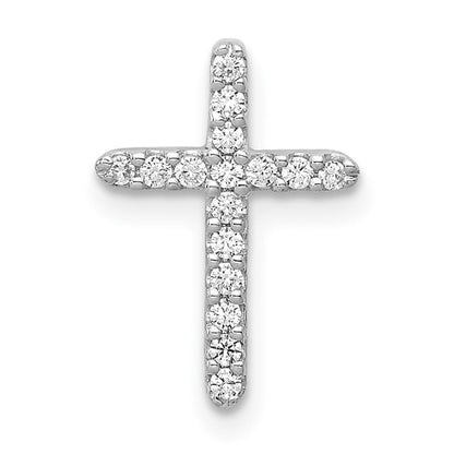 LGGC 14k White Gold 1/8 carat Lab Grown Diamond VS/SI+ G+ Complete Cross Chain Slide Pendant