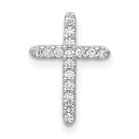 LGGC 14k White Gold 1/8 carat Lab Grown Diamond VS/SI+ G+ Complete Cross Chain Slide Pendant